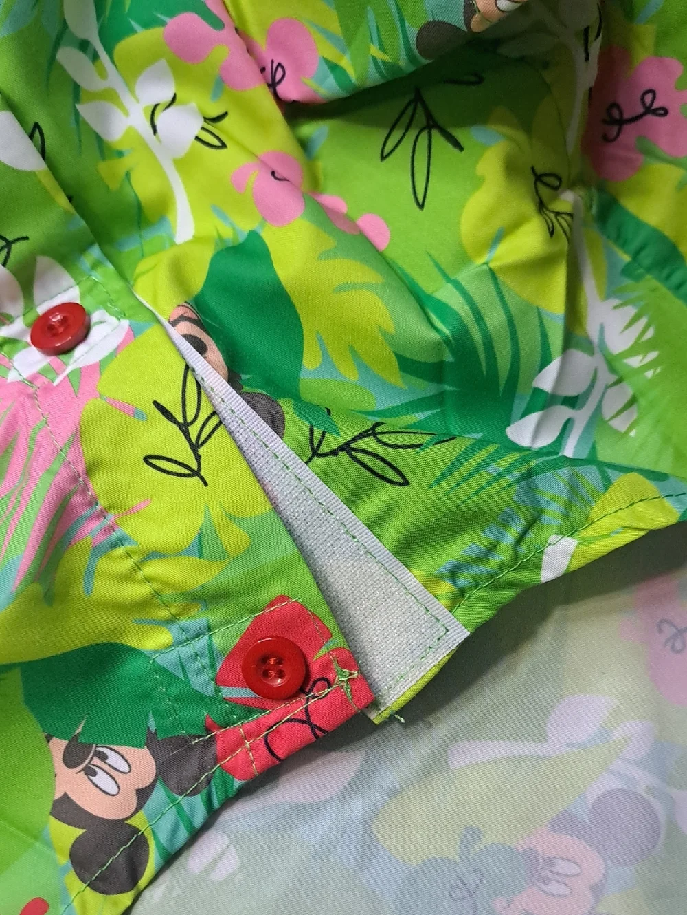 Disney Chewy Collab Green Pink Tropical Mickey Camp Shirt Size XXL